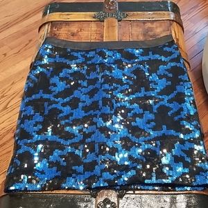 BCBG Paris black bright cobalt blue skirt NWT new with tags Sz 8